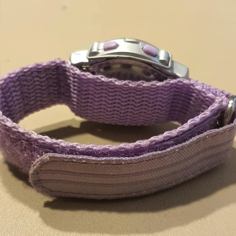 🦋10/$20🦋 Aquatech Silver/Purple Nylon Digital Alarm Chrono Women's Watch